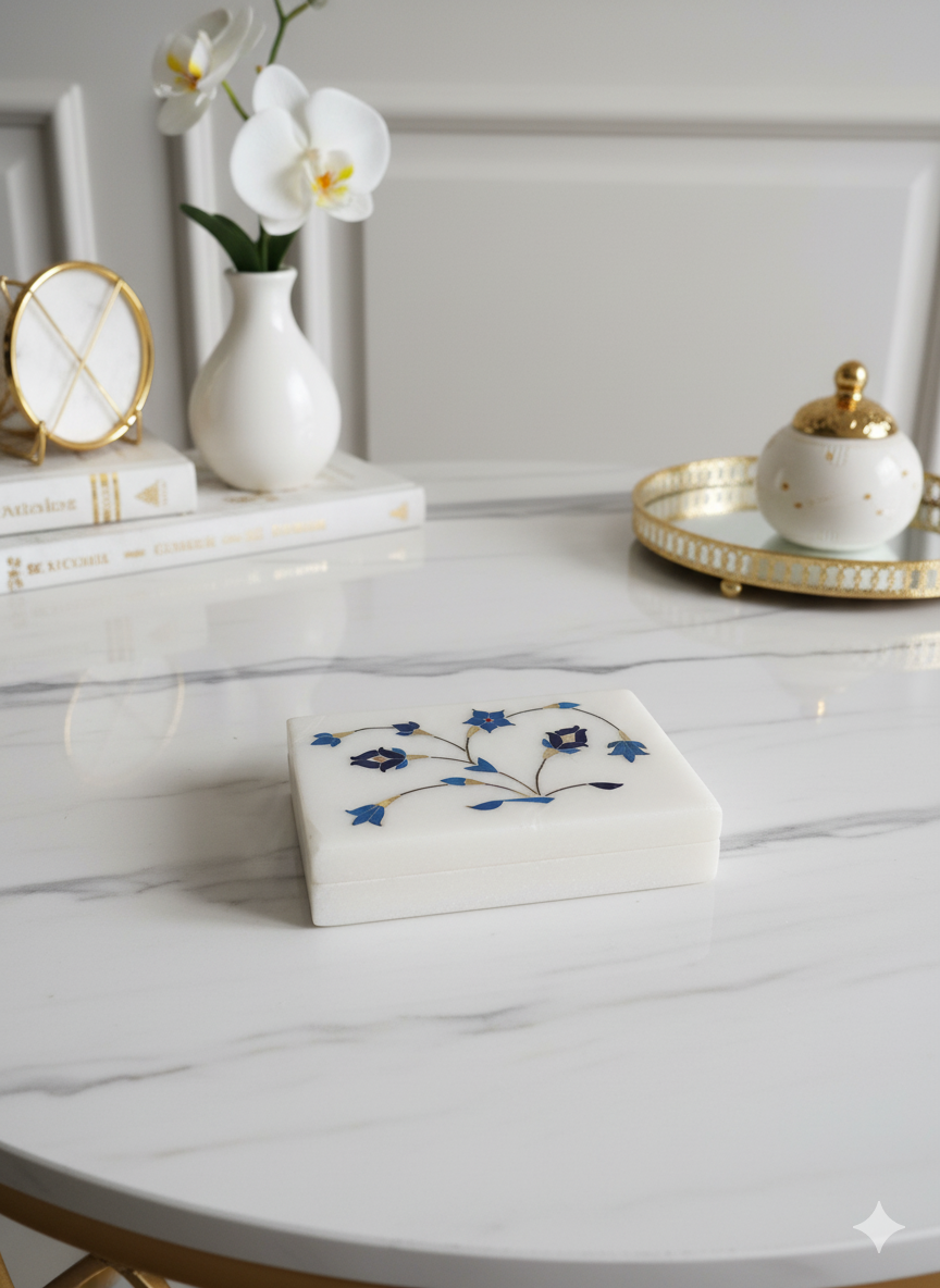 Best Selling Marble Product Inlay Jewelry Box Durable Wholesale for Ring Necklace Storage Marble  Material at Best Price