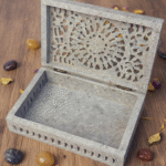 Marble Soapstone Carving Jewelry Box Handcrafted Piece Natural Stone Item thumbnail
