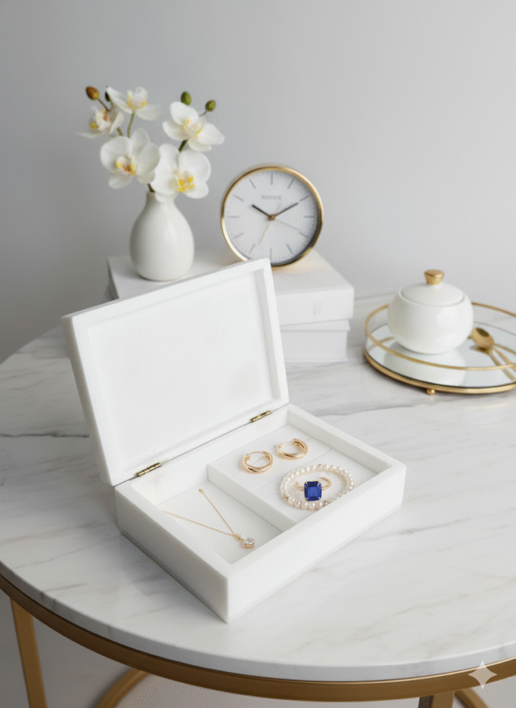 Best Selling Marble Product Inlay Jewelry Box Durable Wholesale for Ring Necklace Storage Marble  Material at Best Price - image 2