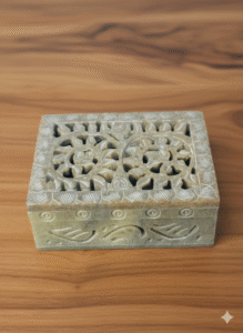 Carving Jewelry Box Handcrafted Piece Natural Stone Marble Gifted Item