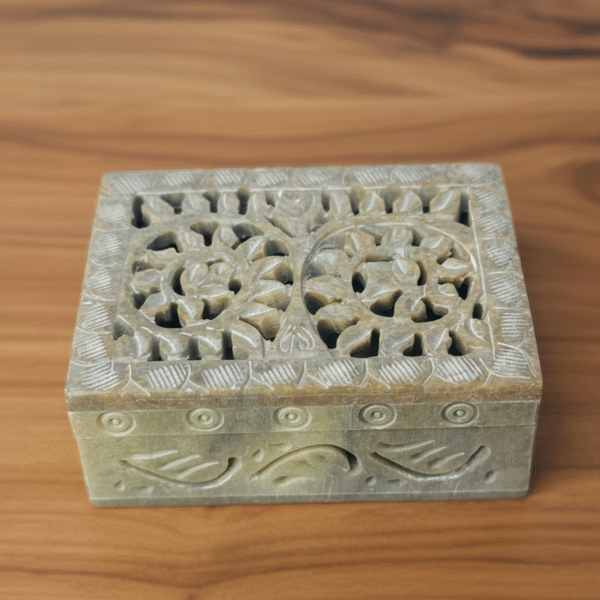 Carving Jewelry Box Handcrafted Piece Natural Stone Marble Gifted Item