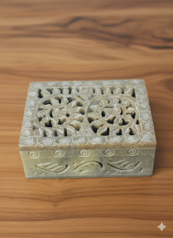 Carving Jewelry Box Handcrafted Piece Natural Stone Marble Gifted Item
