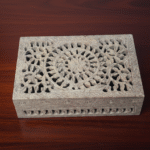 Marble Soapstone Carving Jewelry Box Handcrafted Piece Natural Stone Item thumbnail