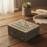 Marble Carving Handcrafted Jewelry Box Elephant Design Natural Color thumbnail