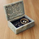 Carving Jewelry Box Handcrafted Piece Natural Stone Marble Gifted Item thumbnail