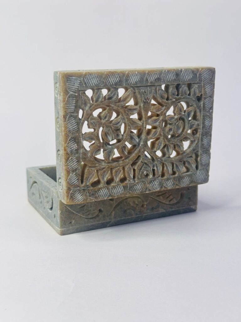 Carving Jewelry Box Handcrafted Piece Natural Stone Marble Gifted Item - image 6