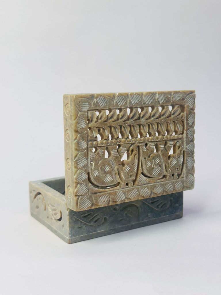 Marble Carving Handcrafted Jewelry Box Elephant Design Natural Color - image 6