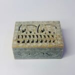 Marble Carving Handcrafted Jewelry Box Elephant Design Natural Color thumbnail