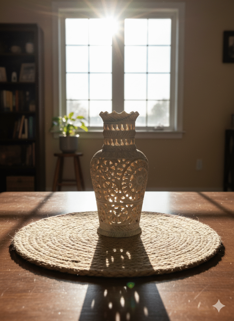 Handmade Marble Carving  Natural Stone Flower Vase Handcrafted For Living Room & Table Decor - image 3