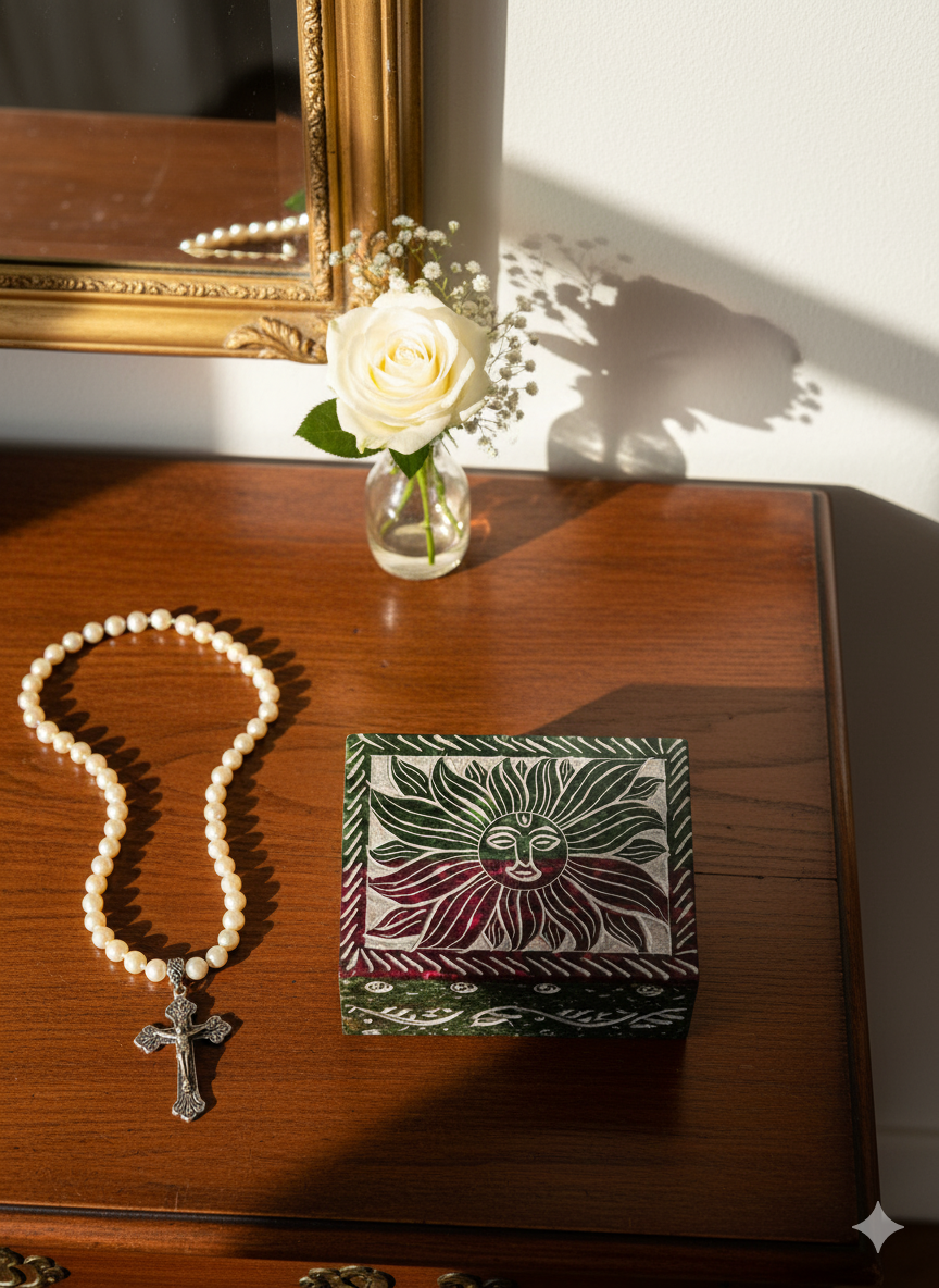 Handcrafted Natural Marble Soapstone Jewelry Storage  Box 3x4 Inch