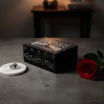 Black Marble Soapstone Jewelry Box Handcrafted Life Of Tree Design 4x3 Inch Box thumbnail