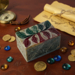 Handcrafted Marble Soapstone Leaf Pattern Jewelry Box Handmade 3x2 Inch thumbnail