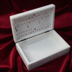 Handcrafted White Marble Carving Jewelry Box Beautiful Design 6x4 Inch thumbnail