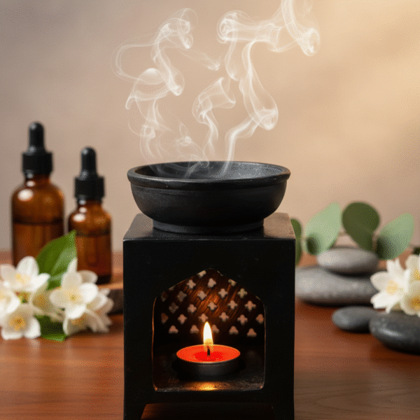 Marble Soapstone Black Marble Oil Burner & Aroma Diffuser For Fragrance And Home Decor