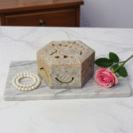 New Elephant Design Marble  Carving Box Handcrafted Box For Ring Jewelry Box 3x3x1.5 Inch thumbnail