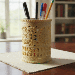 Beautiful Marble Soapstone Carving Handmade Pen Stand For Table And Desk Organizer thumbnail