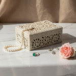 Beautiful Rectangle Marble Carving Jewelry Box Handcrafted Item 6x4 Inch thumbnail