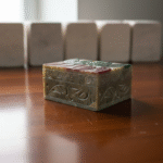 Handcrafted Marble Soapstone Leaf Pattern Jewelry Box Handmade 3x2 Inch thumbnail