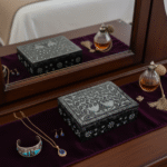 Marble Black Soapstone Jewelry Box Unique Design Rectangle Shape 6x4 Inch thumbnail