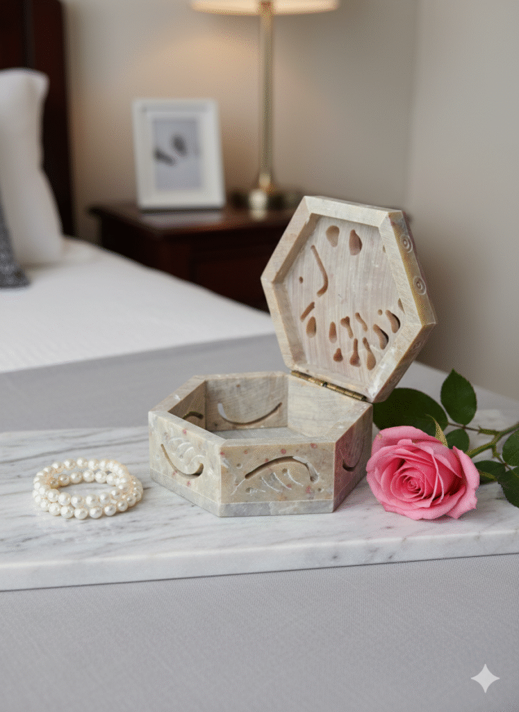 New Elephant Design Marble  Carving Box Handcrafted Box For Ring Jewelry Box 3x3x1.5 Inch - image 4