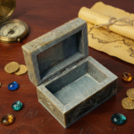 Handcrafted Marble Soapstone Leaf Pattern Jewelry Box Handmade 3x2 Inch thumbnail