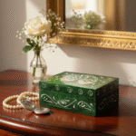 Green Color Marble Soapstone Jewelry Box Handcrafted Item For Home Decoration 3x4 Inch thumbnail