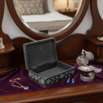 Marble Black Soapstone Jewelry Box Unique Design Rectangle Shape 6x4 Inch thumbnail