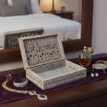 Rectangle Shape Elephant Design Marble Carving Jewelry Box 6x4 Inch thumbnail