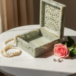 Handmade Marble Carving Jewelry Box Natural Texture And Natural Stone 4x4 inch thumbnail