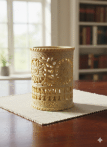 Beautiful Marble Soapstone Carving Handmade Pen Stand For Table And Desk Organizer