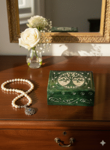 Green Color Marble Soapstone Jewelry Box Handcrafted Item For Home Decoration 3x4 Inch