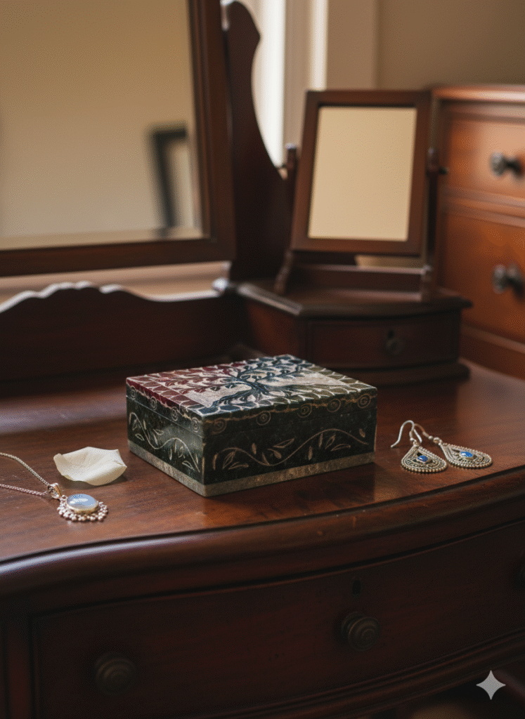 Marble Soapstone Handmade Ring Jewelry Box Good Quality 3x4 Inch - image 2