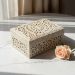 Beautiful Rectangle Marble Carving Jewelry Box Handcrafted Item 6x4 Inch thumbnail