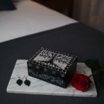 Black Marble Soapstone Jewelry Box Handcrafted Life Of Tree Design 4x3 Inch Box thumbnail