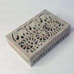 Rectangle Shape Elephant Design Marble Carving Jewelry Box 6x4 Inch thumbnail