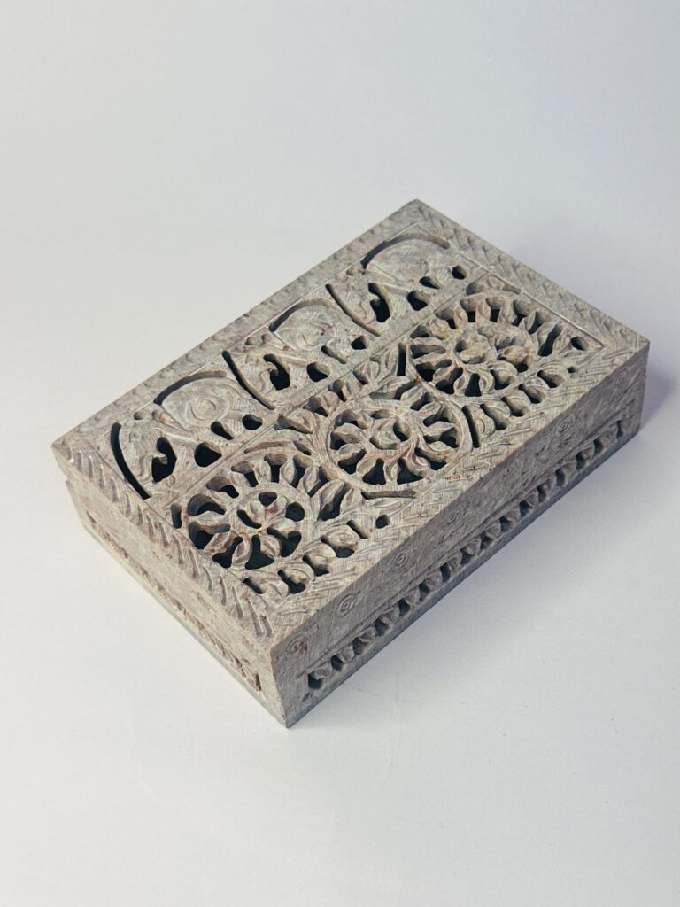 Rectangle Shape Elephant Design Marble Carving Jewelry Box 6x4 Inch - image 5
