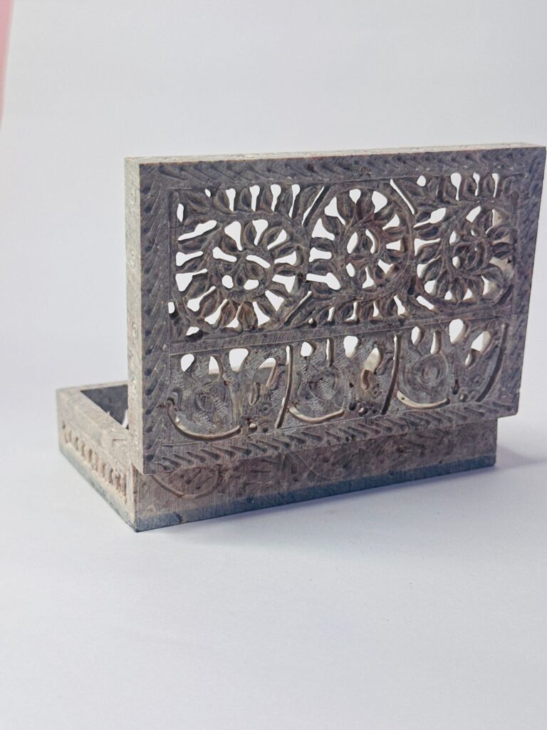 Rectangle Shape Elephant Design Marble Carving Jewelry Box 6x4 Inch - image 7