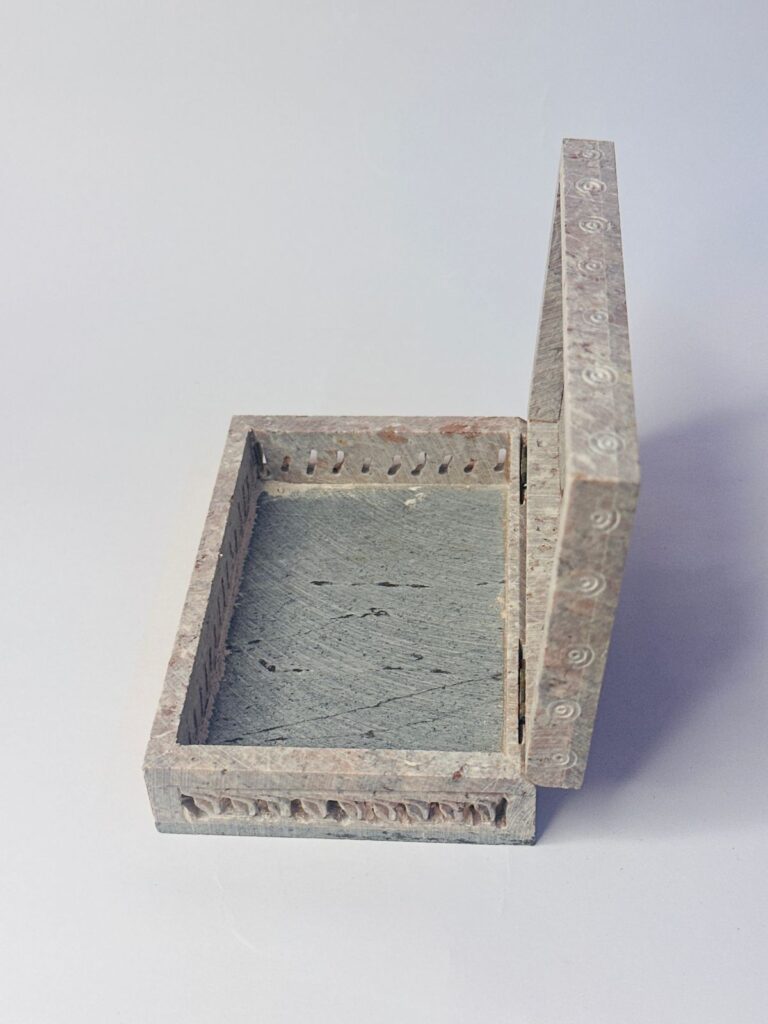 Rectangle Shape Elephant Design Marble Carving Jewelry Box 6x4 Inch - image 6