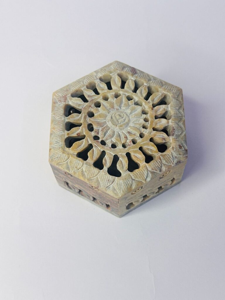 Handcrafted Marble Carving Ring  Jewelry Box Extractive Piece For Gifting 3x3x1.5 inch - image 5