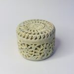 Round Shape Beautiful Design  Marble Carving Jewelry Box Handmade Piece 4x4x3 Inch thumbnail