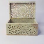 Beautiful Rectangle Marble Carving Jewelry Box Handcrafted Item 6x4 Inch thumbnail