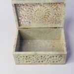 Beautiful Rectangle Marble Carving Jewelry Box Handcrafted Item 6x4 Inch thumbnail