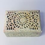 Beautiful Rectangle Marble Carving Jewelry Box Handcrafted Item 6x4 Inch thumbnail