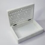 Handcrafted White Marble Carving Jewelry Box Beautiful Design 6x4 Inch thumbnail