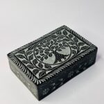 Marble Black Soapstone Jewelry Box Unique Design Rectangle Shape 6x4 Inch thumbnail
