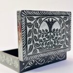 Marble Black Soapstone Jewelry Box Unique Design Rectangle Shape 6x4 Inch thumbnail