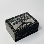 Black Marble Soapstone Jewelry Box Handcrafted Life Of Tree Design 4x3 Inch Box thumbnail