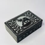 Marble Soapstone  Handmade Jewelry Box Beautiful Design Black Color 6x4 Inch thumbnail