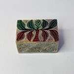 Handcrafted Marble Soapstone Leaf Pattern Jewelry Box Handmade 3x2 Inch thumbnail