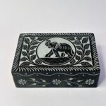 Marble Soapstone  Handmade Jewelry Box Beautiful Design Black Color 6x4 Inch thumbnail